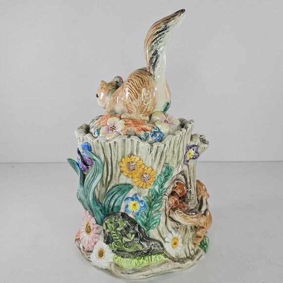 Vintage Fitz & Floyd Woodland Spring Chipmunk Squirrel Small Canister Jar *Chip* - Picture 4 of 10